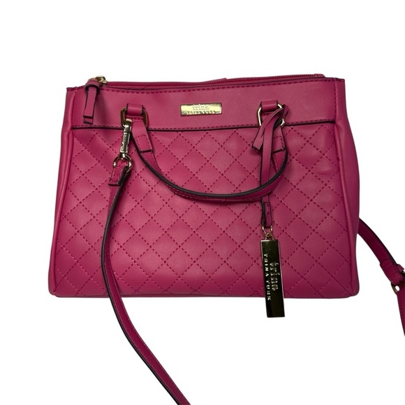 Trina Turk Handbags - Trina Turk Fuchsia Quilted Satchel Bag with Gold Hardware - Hot Pink Crossbody